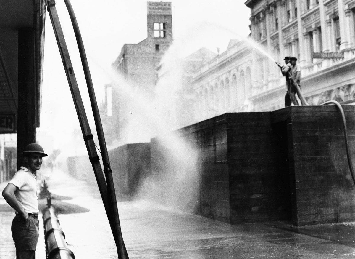 Air Raid Shelters on Elizabeth Street, 1942, Brisbane City