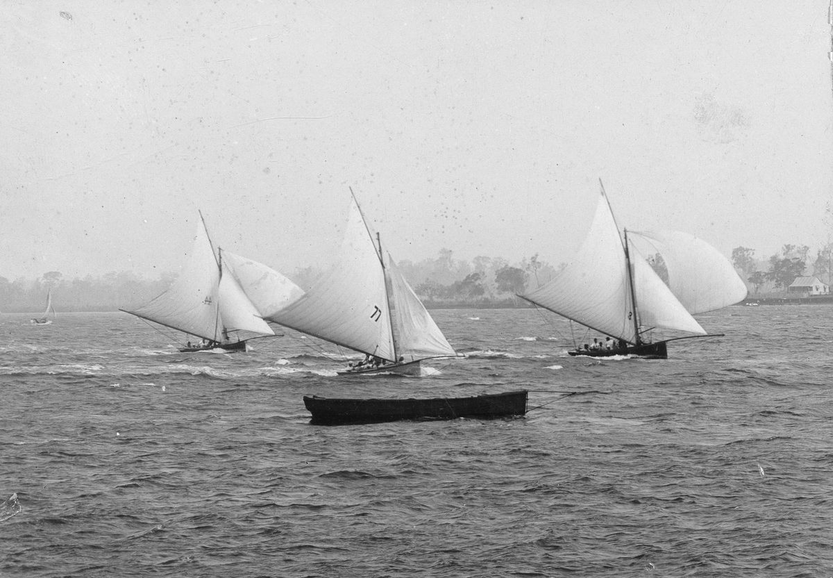 Skiff racing on the Brisbane River, 1899