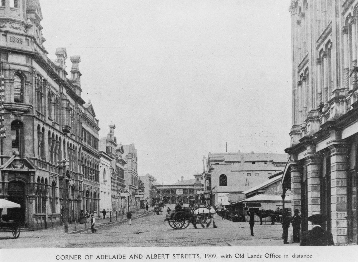 Corner of Adelaide Street and Albert Streets, 1909, Brisbane City