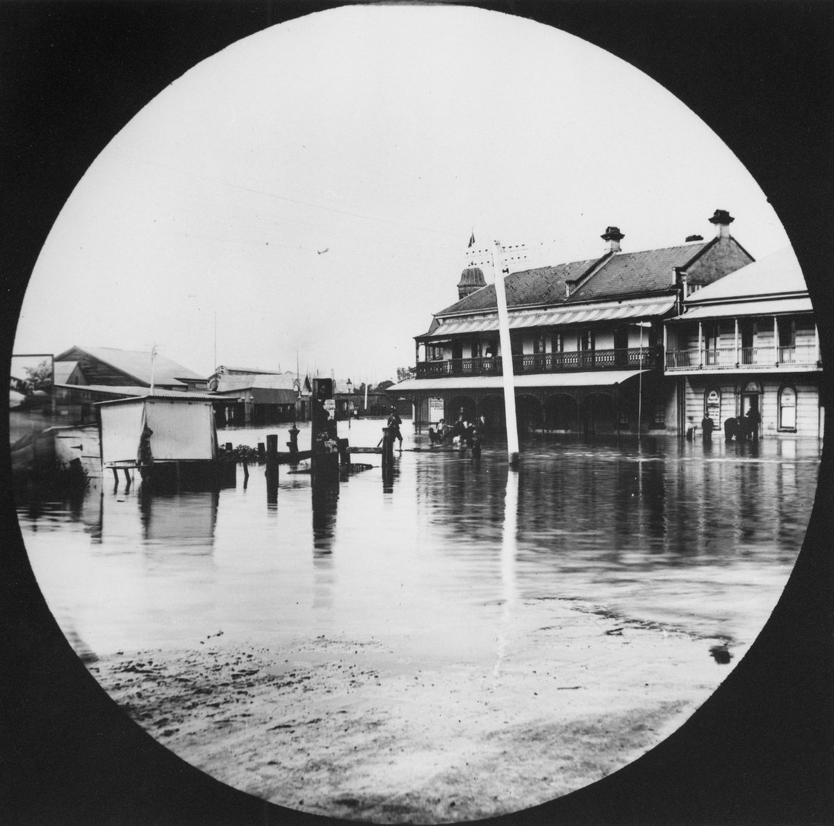 Brisbane floods, Eagle Street, near Creek Street, 1890, Brisbane City