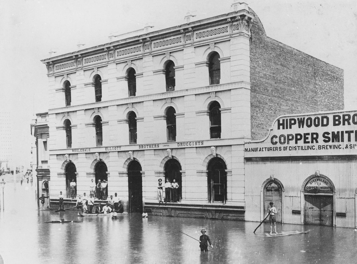 Eagle Street, Brisbane in flood, 1890, Brisbane City