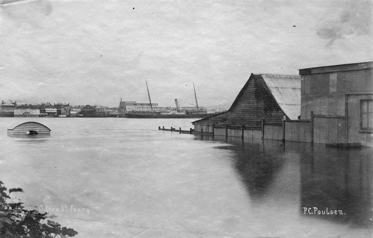 Alice Street ferry ramp during the 1890 Brisbane flood, Brisbane City