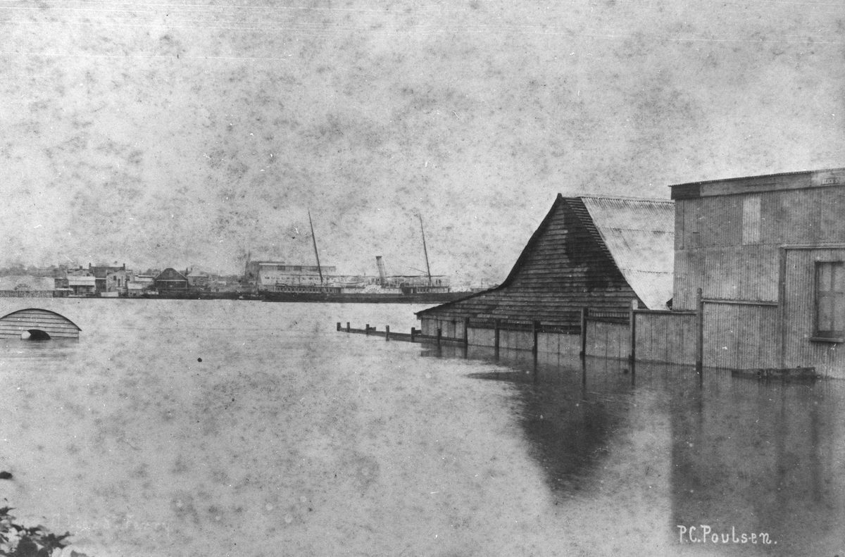 Alice Street ferry ramp during the 1890 flood, Brisbane, Brisbane City