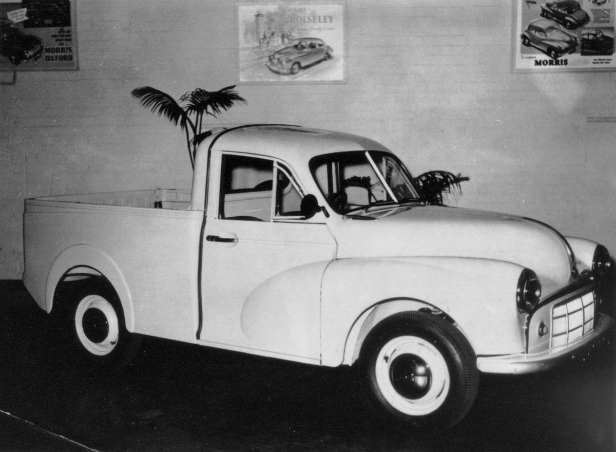 1954 Showroom photograph of the new Morris Minor utility., Brisbane