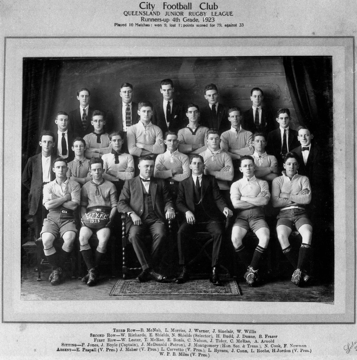 City Football Club, Queensland Junior Rugby League, Runners-up 4th Grade, 1923