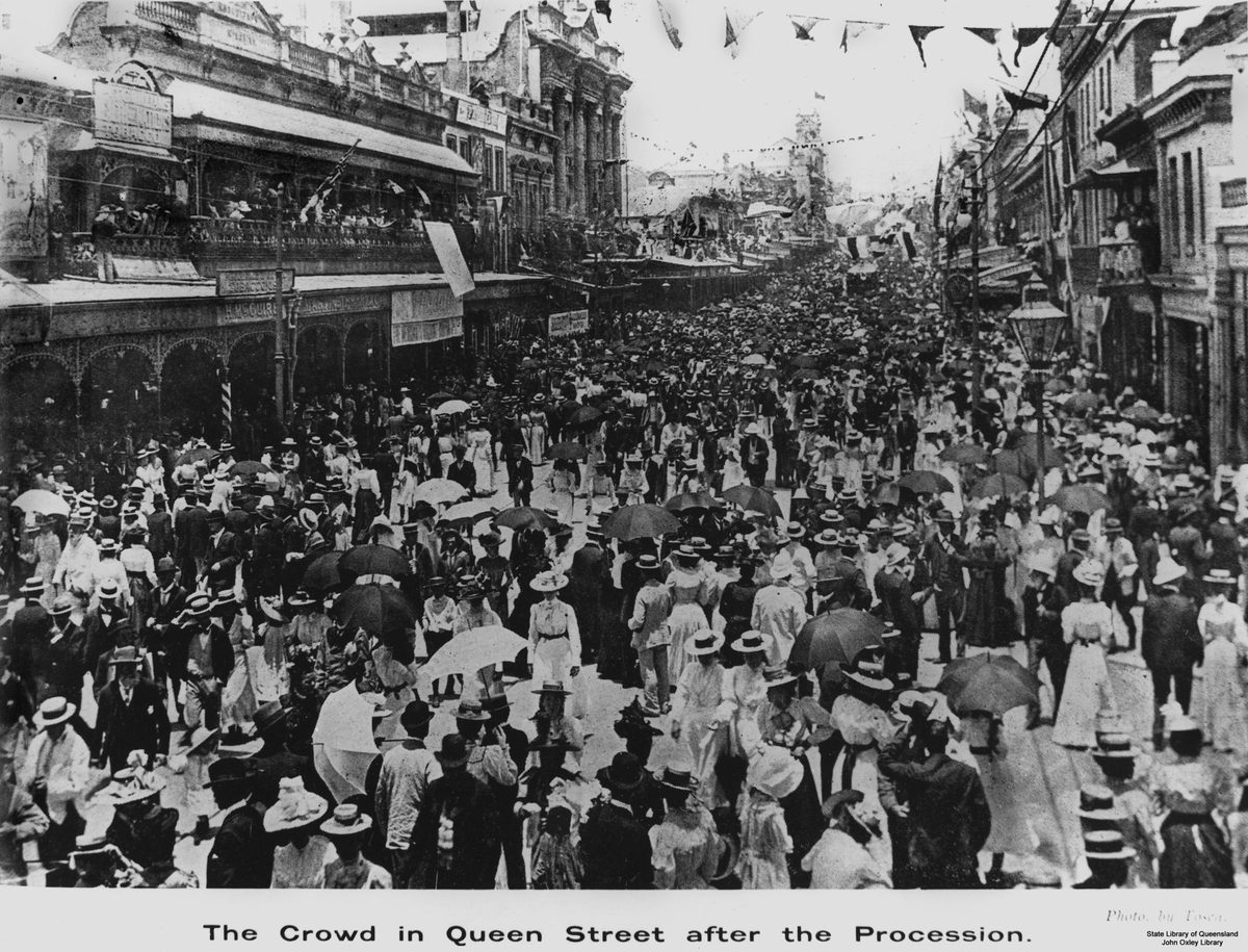 Australian Commonwealth Celebrations in Queen Street, Brisbane, Queensland,1901, Brisbane City