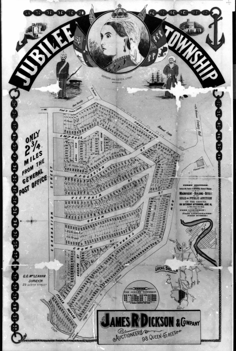 Handbill from the land subdivision of Jubilee Township, Brisbane, 1897, Bardon