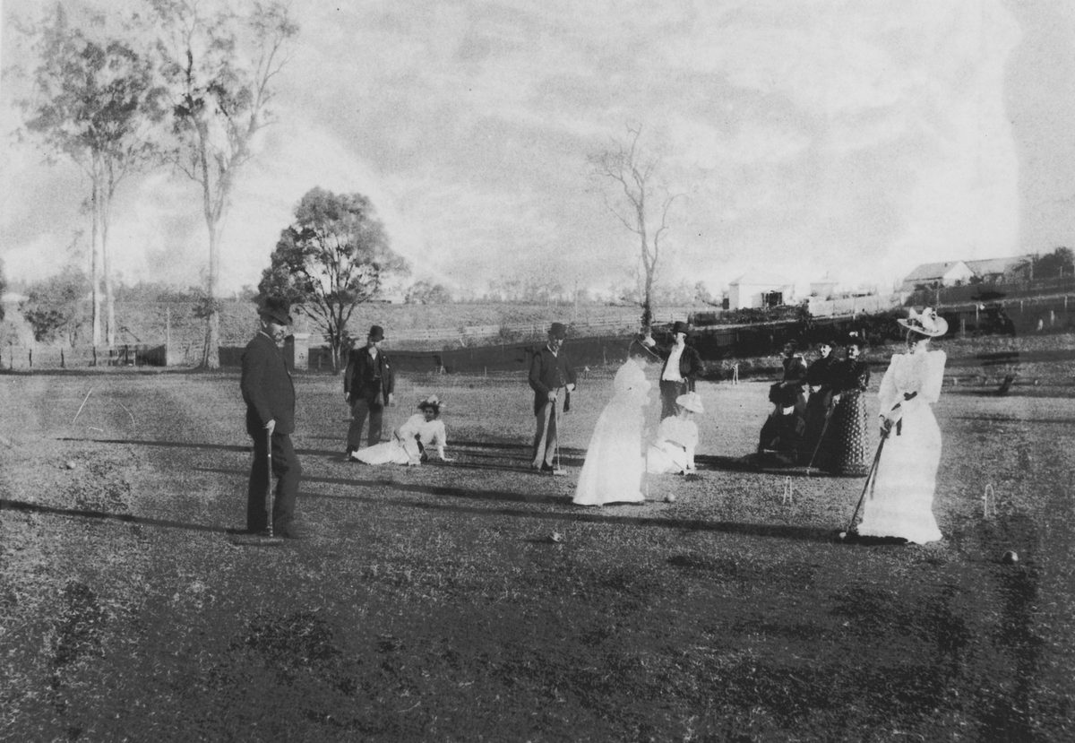 Croquet players at the sportsground, Toowong, 1893
