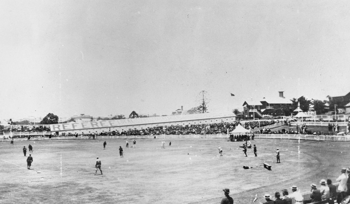 American baseball players participating in an exhibition game in Brisbane, 1917