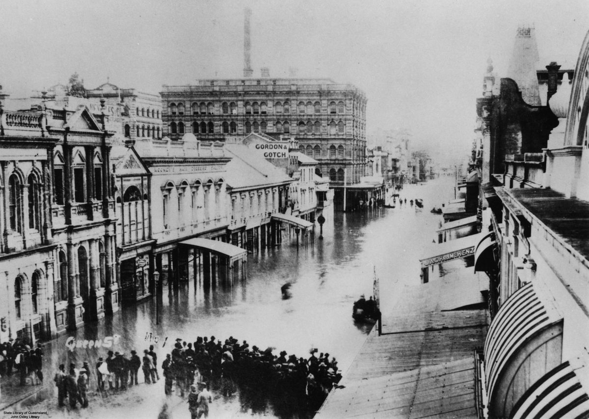 Queen Street Brisbane flooded in the 1893