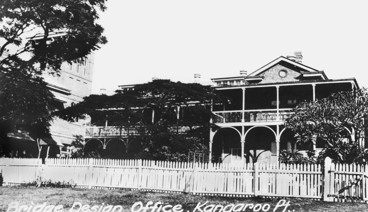 Story Bridge design office housed at the Immigration Depot building, Kangaroo Point, 1938