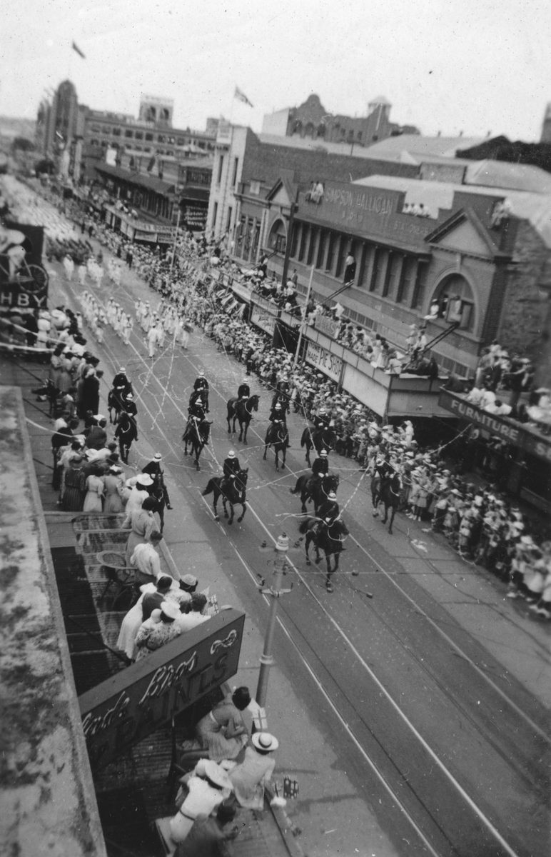 American naval squadron parading through Wickham Street, Brisbane, 1941, Brisbane City