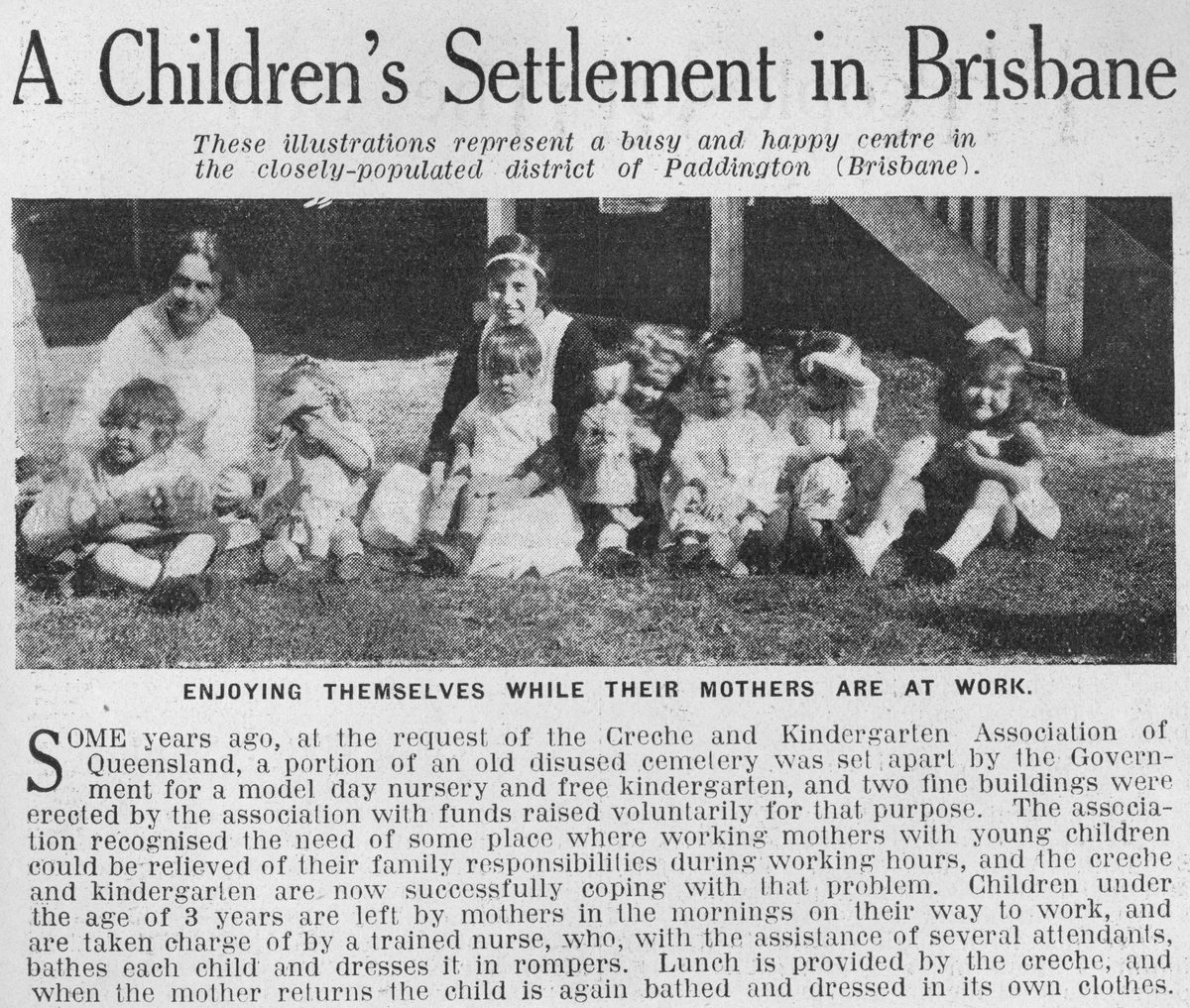 Children and their carers at the Paddington Kindergarten (1922)