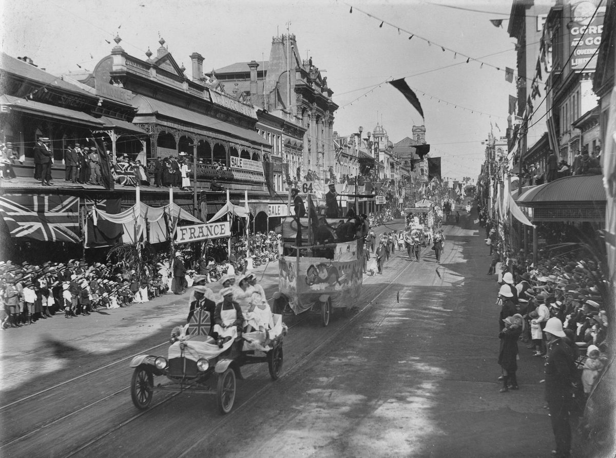 Peace Day Procession through the streets of Brisbane, 1919, Brisbane City