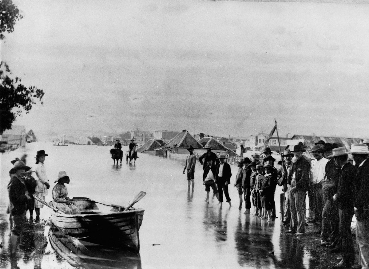 Grey Street, South Brisbane, during the 1890 flood
