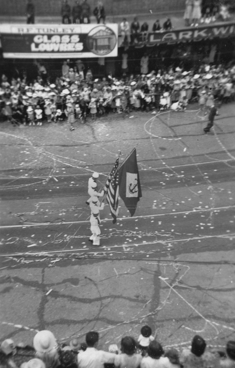 Parade of American sailors in Wickham Street, Brisbane, 1941, Brisbane City