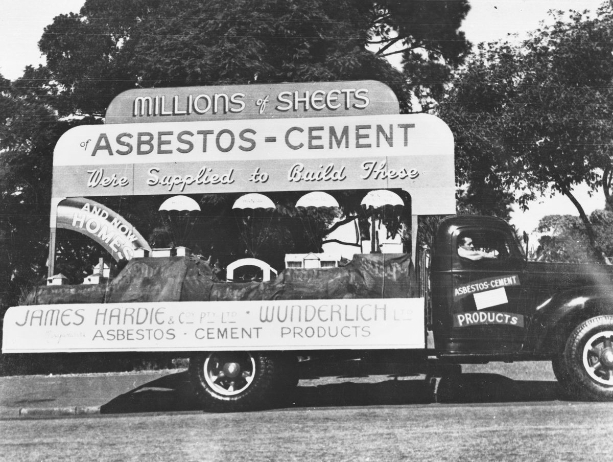 James Hardie and Wunderlich float ready for the Victory Day procession in Brisbane, 1946
