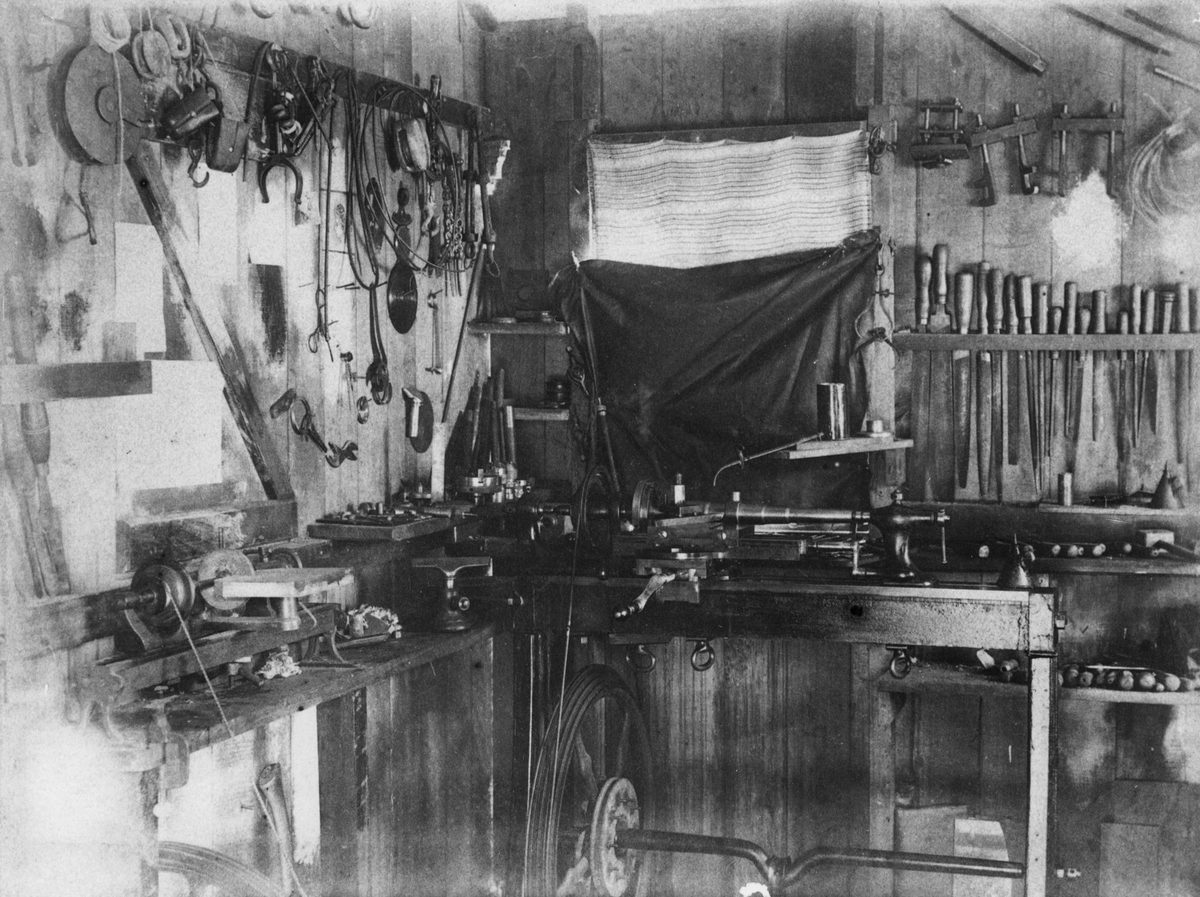 Interior of the workshop in the Brisbane residence, Fairseat, 1880, Rainworth