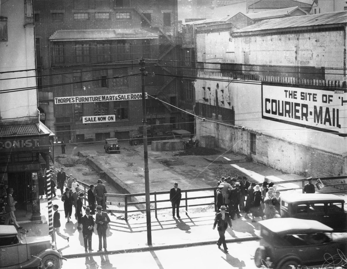 Vacant site for the construction of the future Courier Mail Building, Queen Street, Brisbane, 1935, Brisbane City