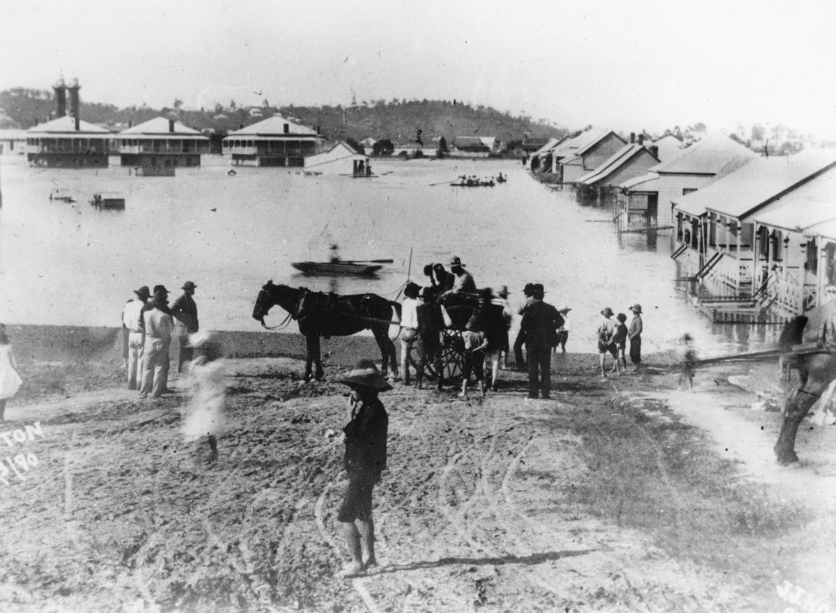 Stratton Street, Fortitude Valley, during the 1890 Brisbane flood